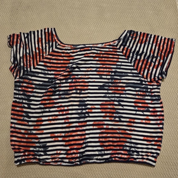 Aeropostale Floral Stripe Print Top - Picture 2 of 3